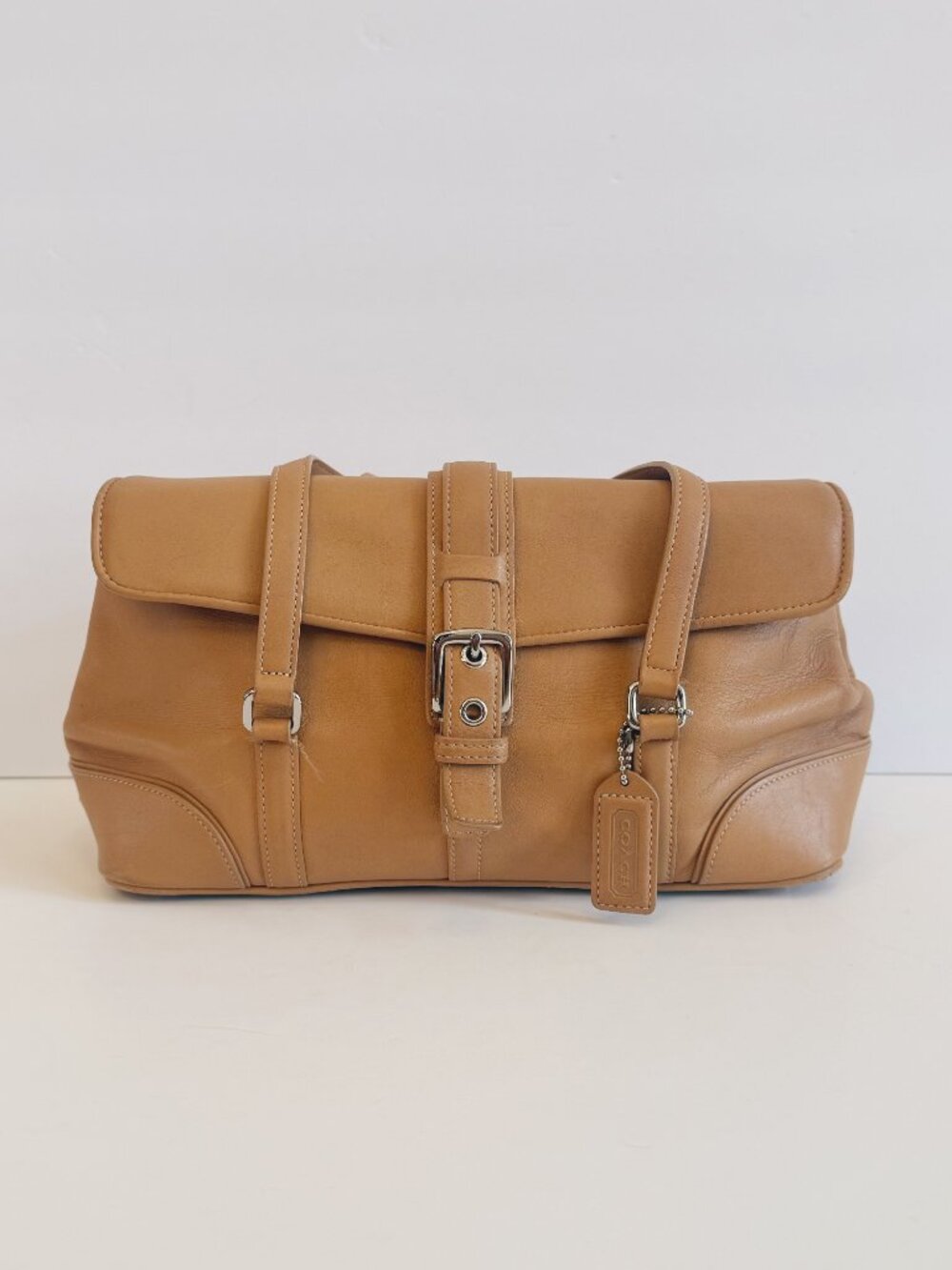 Vintage 2004 Coach Hamptons Flap Satchel Tan Leather Shoulder Bag Soft Buttery L